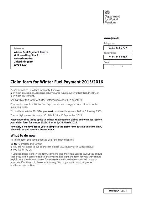 dwp winter fuel allowance application